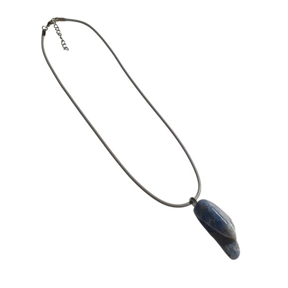 Natural Blue Sodalite Stone Pendant Necklace Adjustable Handmade Jewelry Gift - Picture 3 of 4